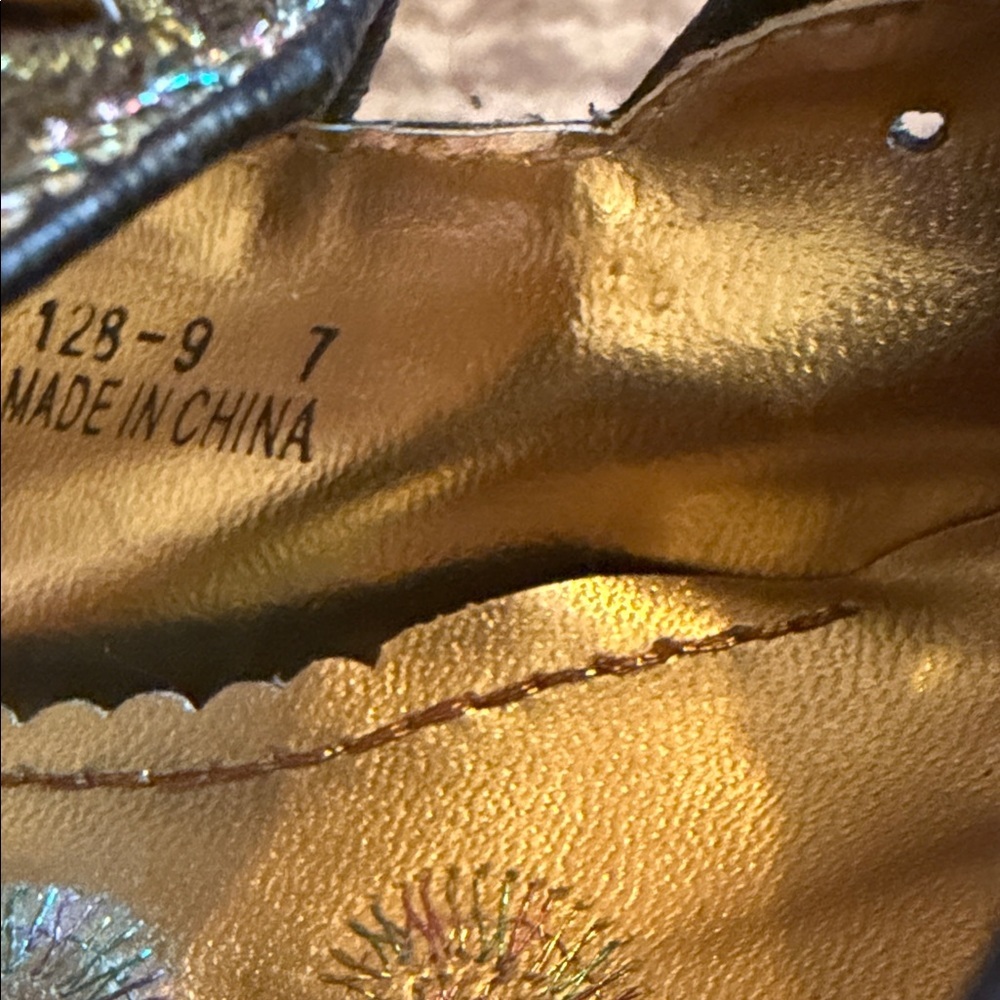 John Fashion Women's Black and Gold Embellished Mules - Picture 8 of 9